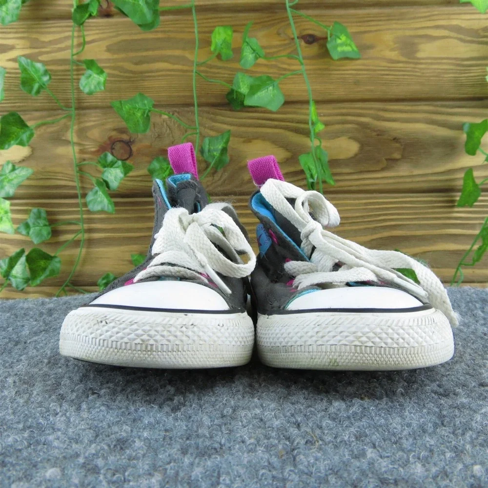 Converse Girls Sneaker Shoes Gray Fabric Lace‎ Up Size T 7 Medium